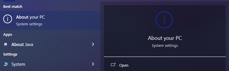 Windows Search Result